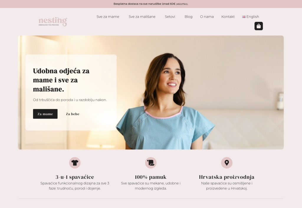 Slika zaslona Nesting.hr stranice