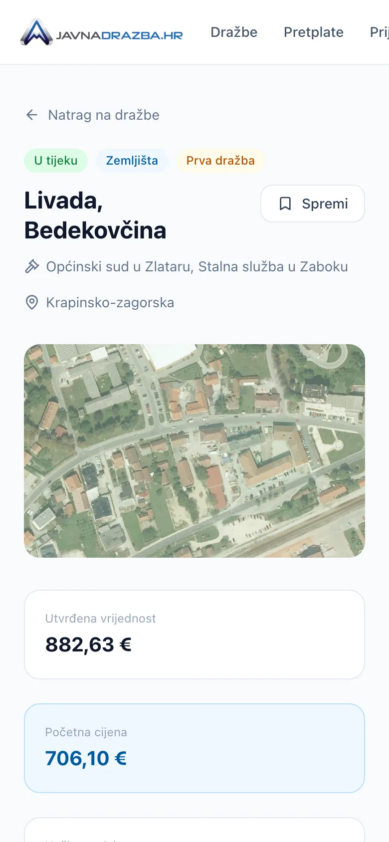Javnadrazba.hr – oglas javne dražbe na mobitelu