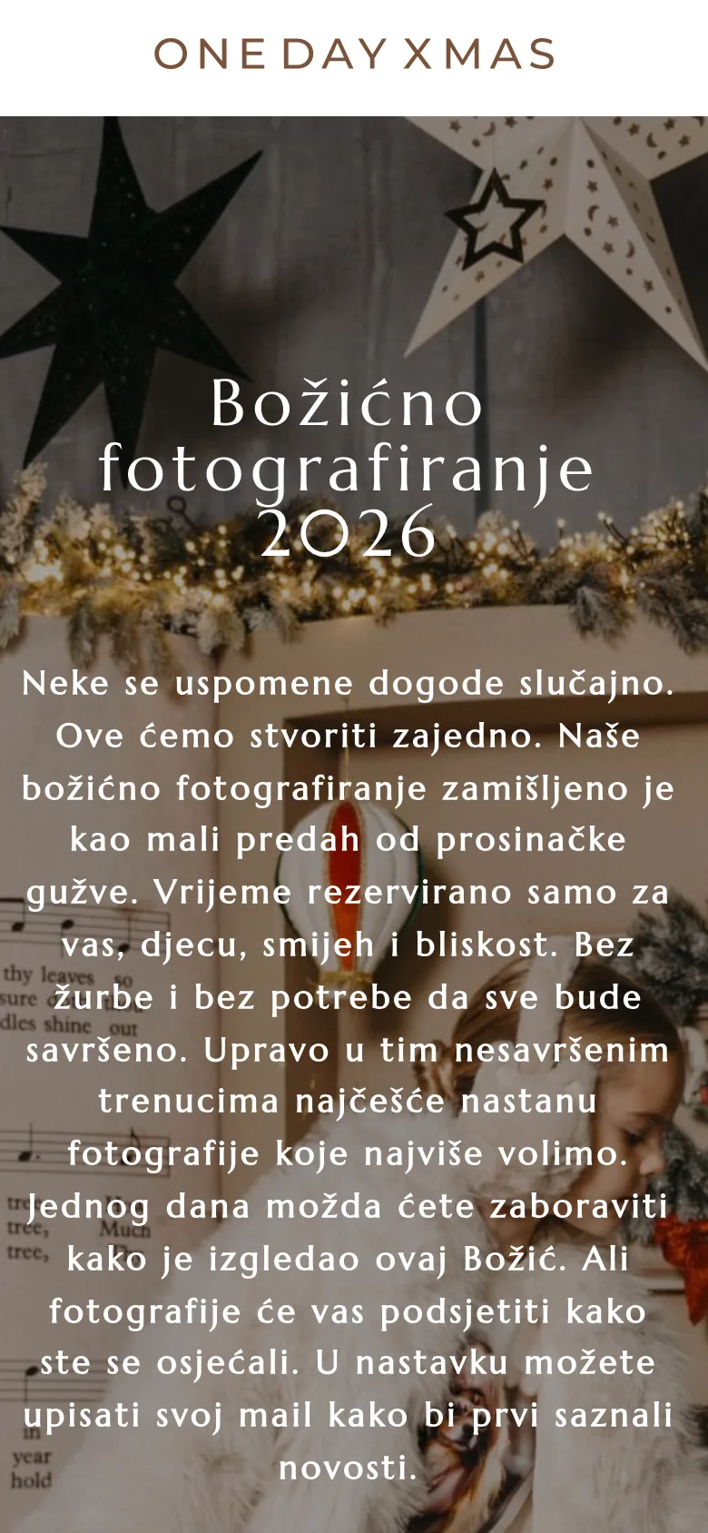 One Day Xmas – landing stranica na mobitelu
