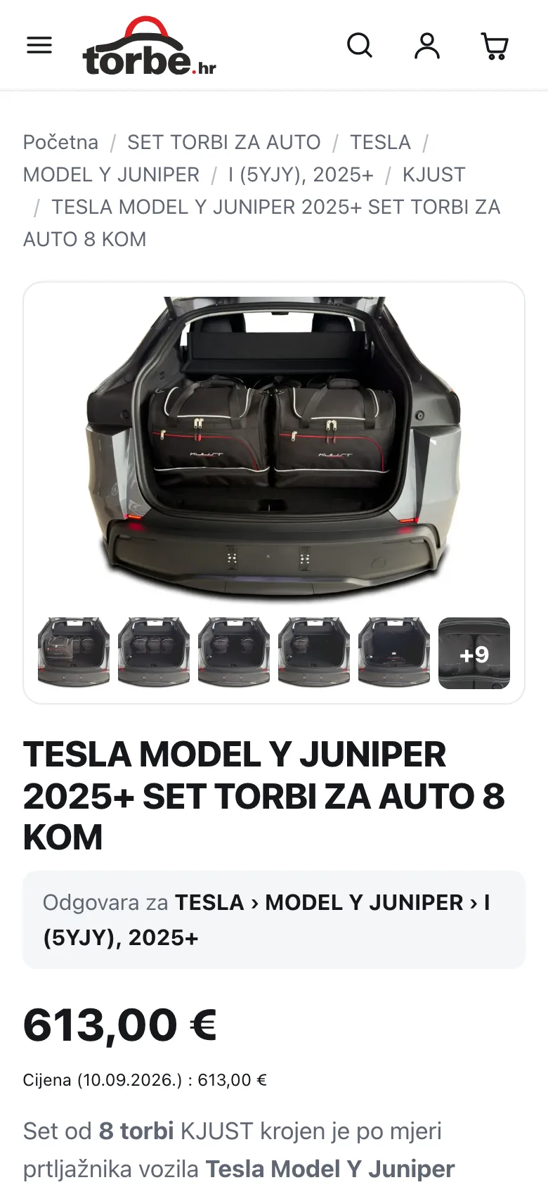 Torbe.hr – set torbi za Teslu Model Y na mobitelu