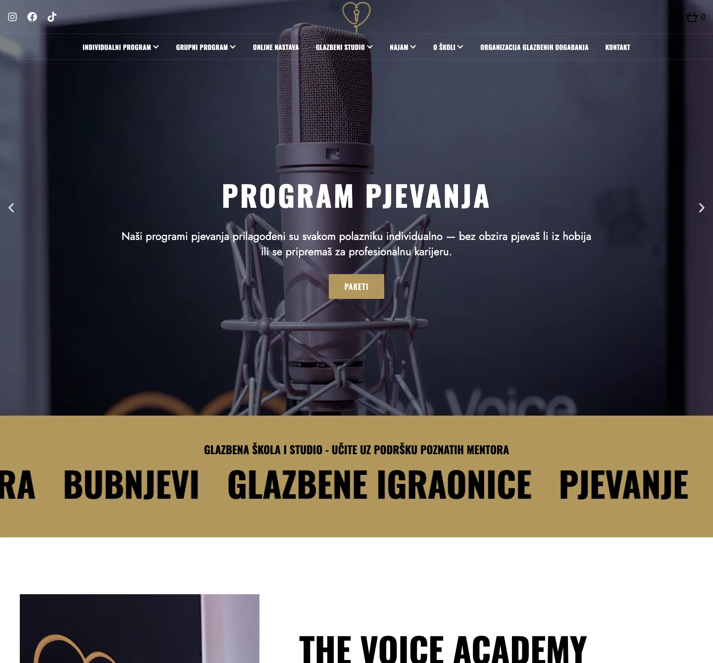 The Voice Academy Zagreb – naslovnica s programima glazbene škole na računalu