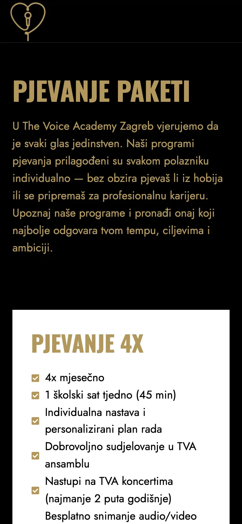 The Voice Academy Zagreb – paketi pjevanja s cijenama na mobitelu